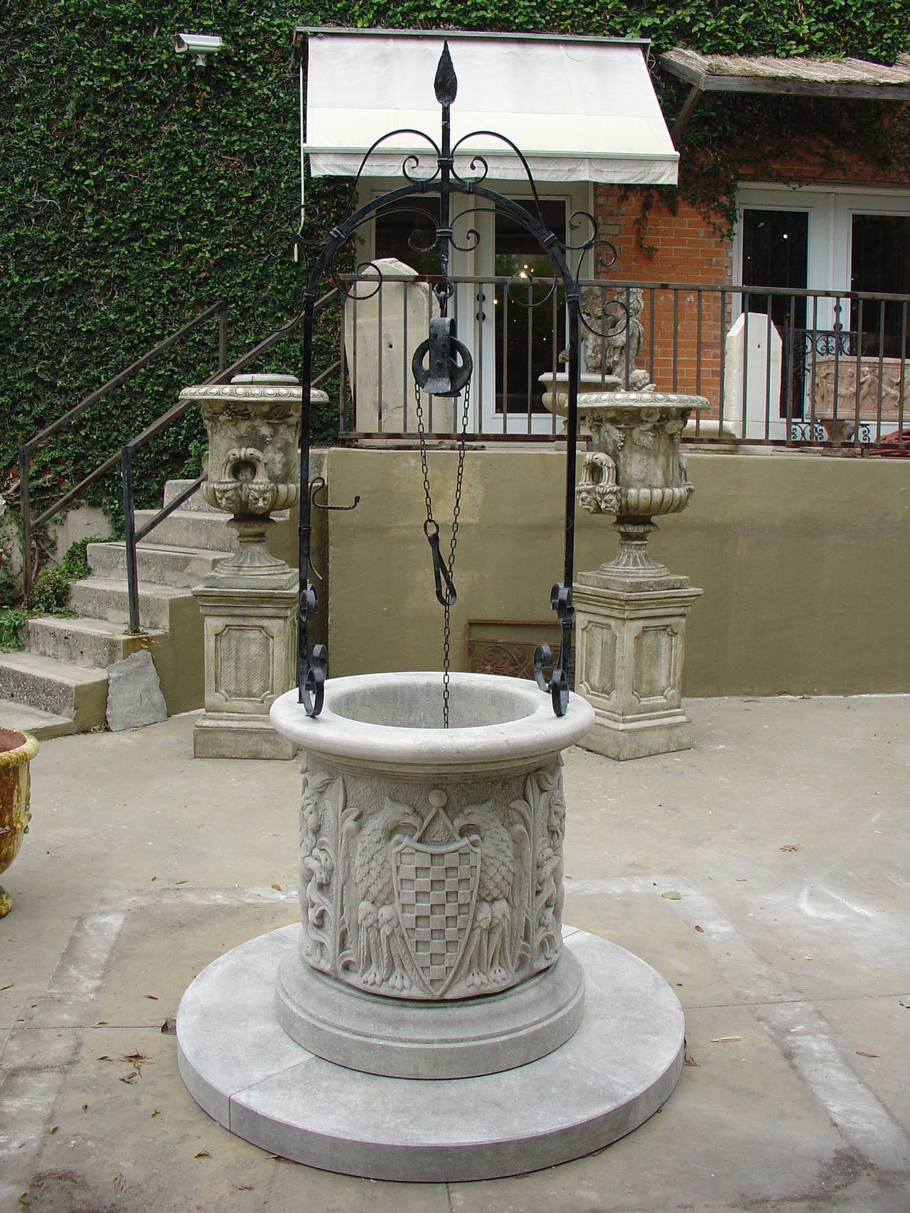Hand Carved Limestone Well from Italy 4