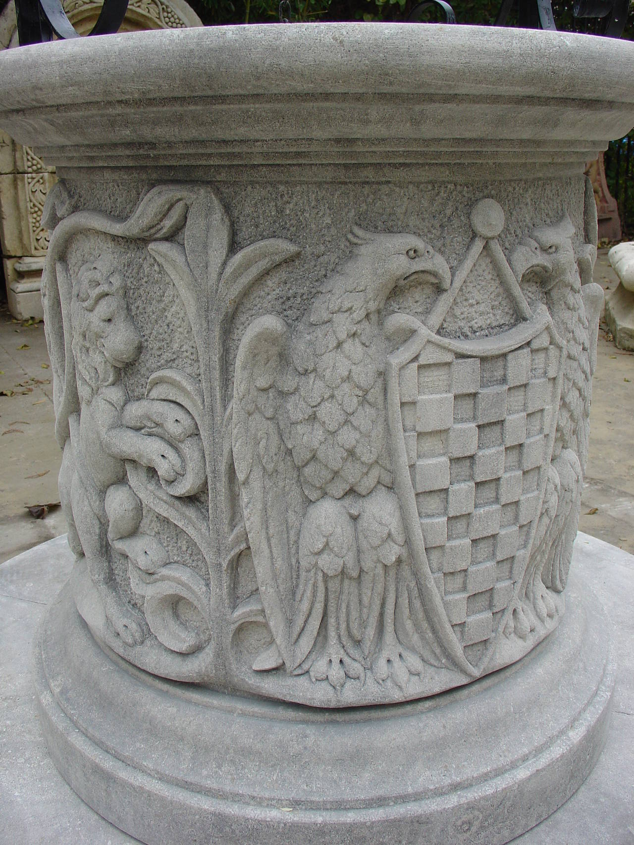 Contemporary Hand Carved Limestone Well from Italy