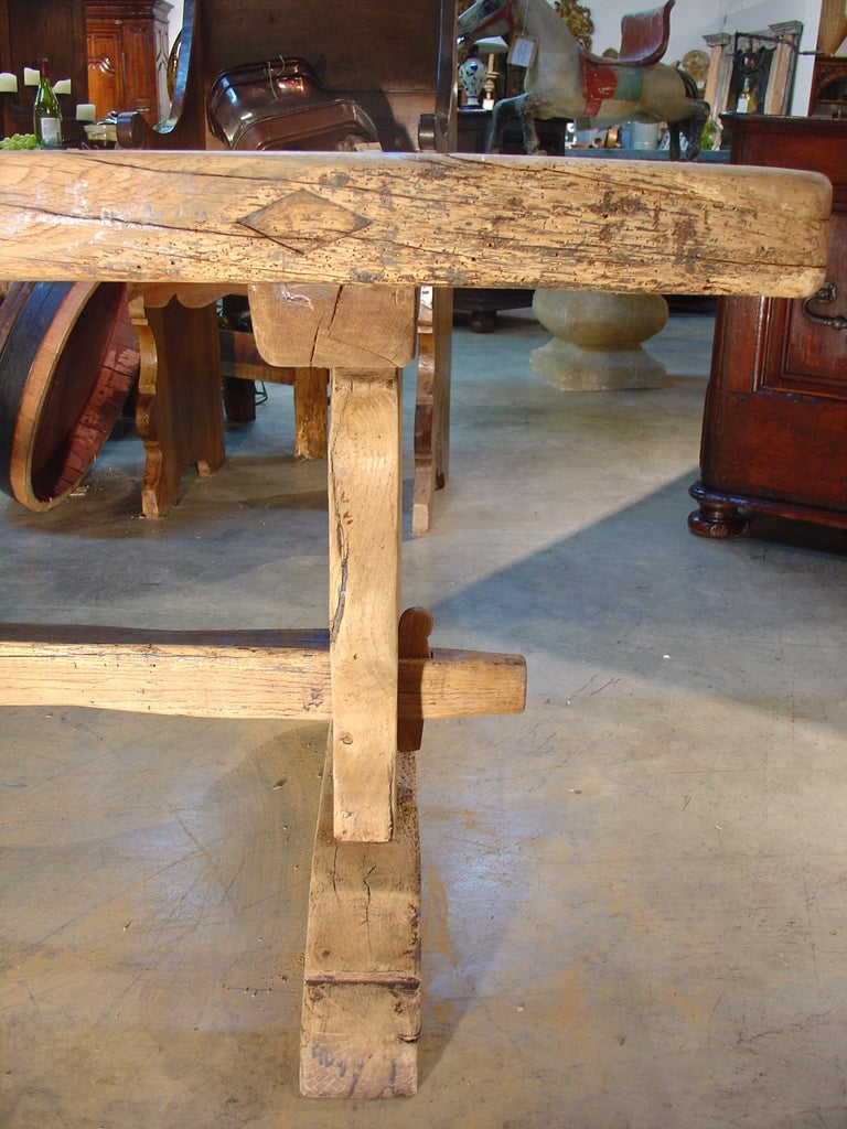 Late 1800s Stripped Oak Table from France In Good Condition In Dallas, TX