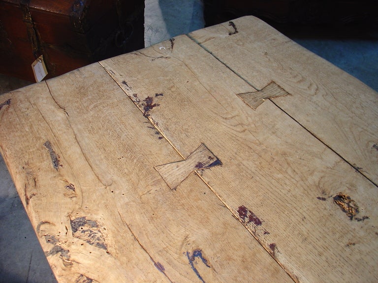 19th Century Late 1800s Stripped Oak Table from France