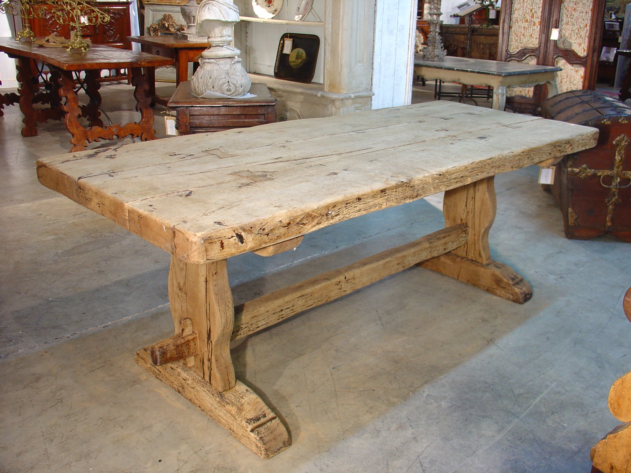 Late 1800s Stripped Oak Table from France