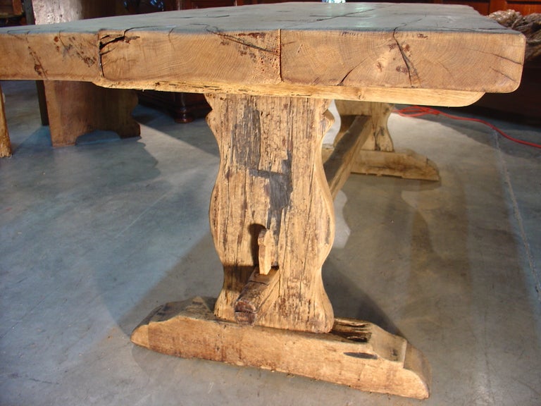 The dining table in France until quite late in the 1700’s was nearly always boards placed on folding trestles such as had been used in the Middle Ages. The trestle-table could be adapted to the seating of a very large number of guests; it could