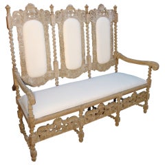 Antique French Stripped Settee in the Louis XIII Style