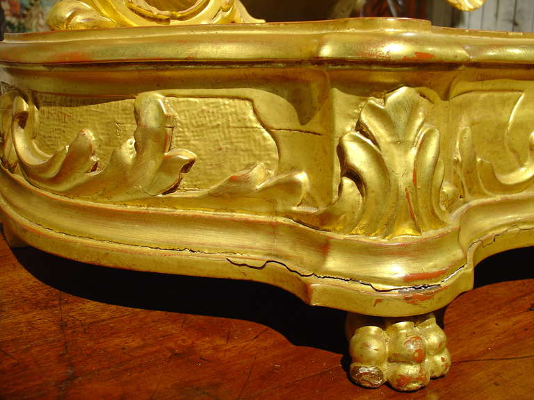 French Circa 1840 Giltwood Vanity Table Mirror From France