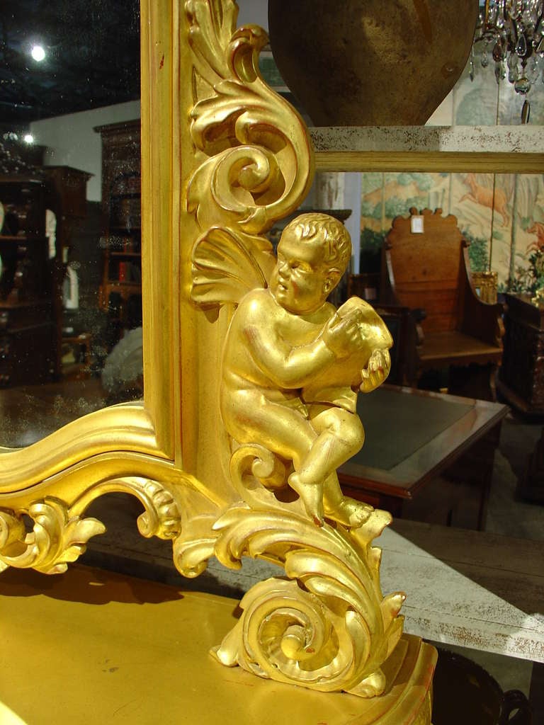 19th Century Circa 1840 Giltwood Vanity Table Mirror From France