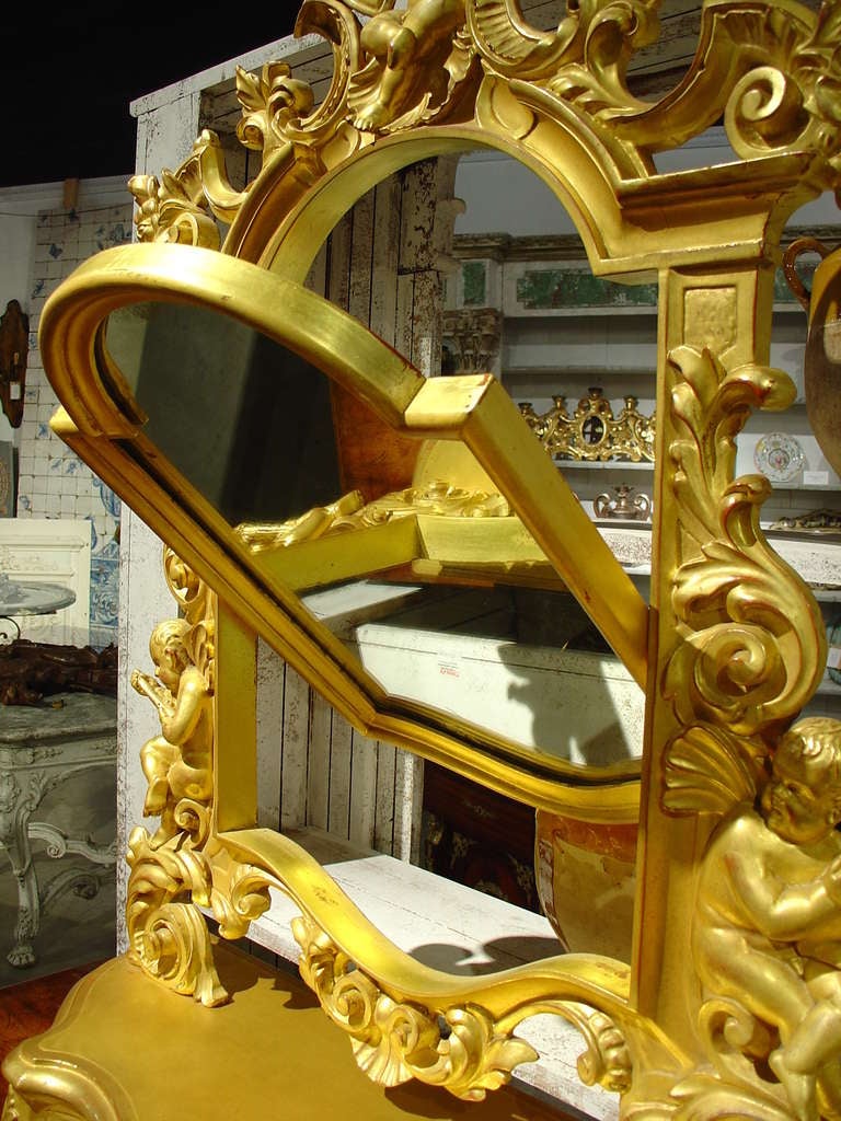 Circa 1840 Giltwood Vanity Table Mirror From France 2