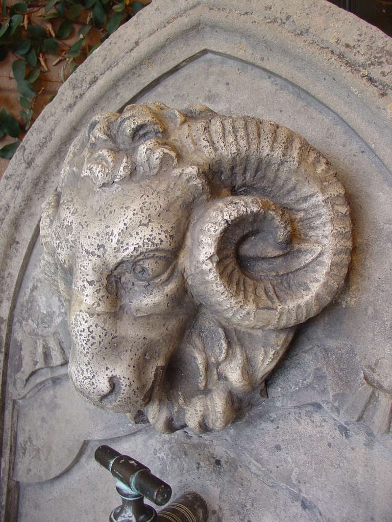 19th Century French Stone Fountain Back with Bronze Spout 3