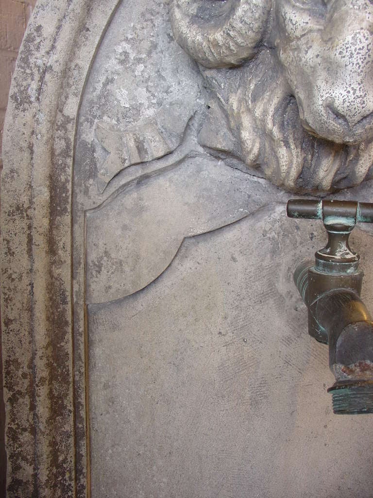 19th Century French Stone Fountain Back with Bronze Spout 4