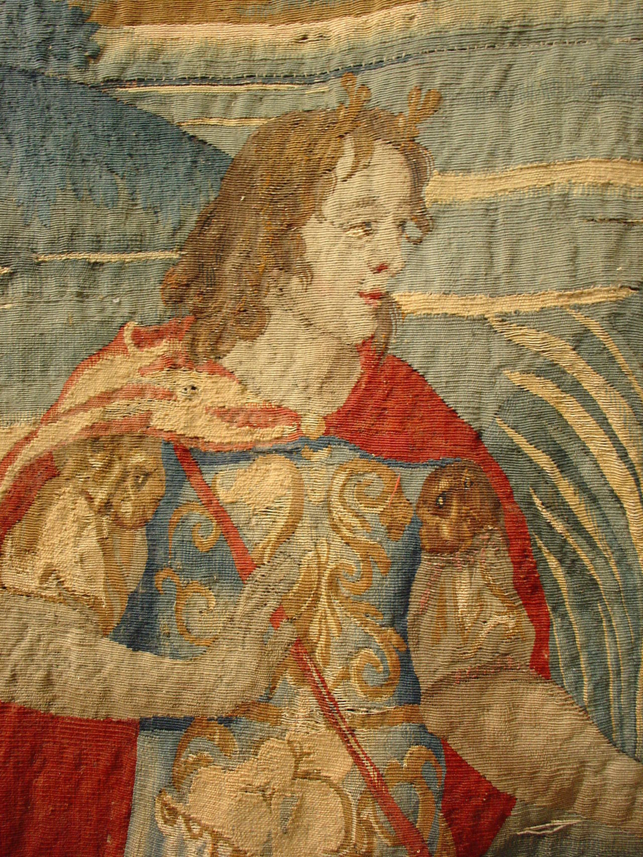 Silk Rare 17th Century Mythological Tapestry Depicting Diana the Huntress and Actaeon