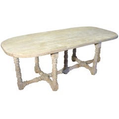 Stripped Antique Oval Table from France