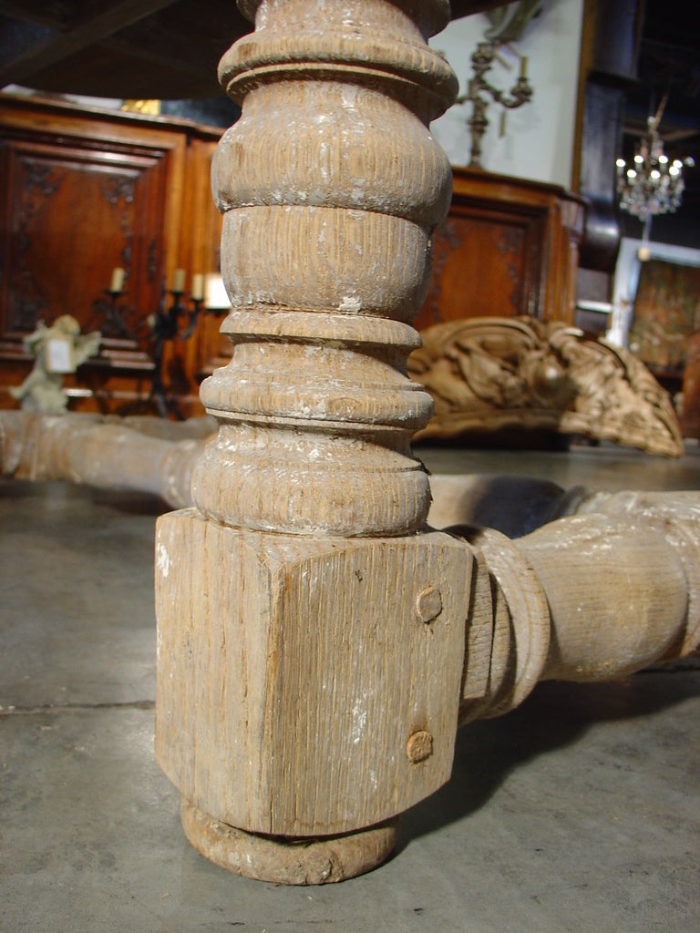 20th Century Stripped Antique Oval Table from France
