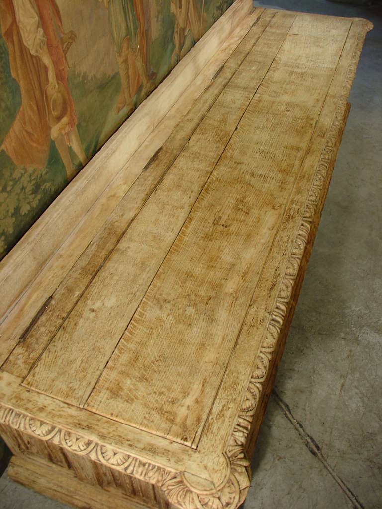 Antique Stripped Oak Trunk-Bench from France, Late 1800s 3