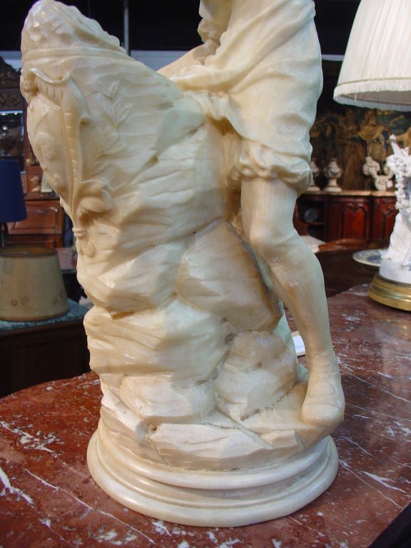 19th Century Antique Alabaster Statue of a Sculptor
