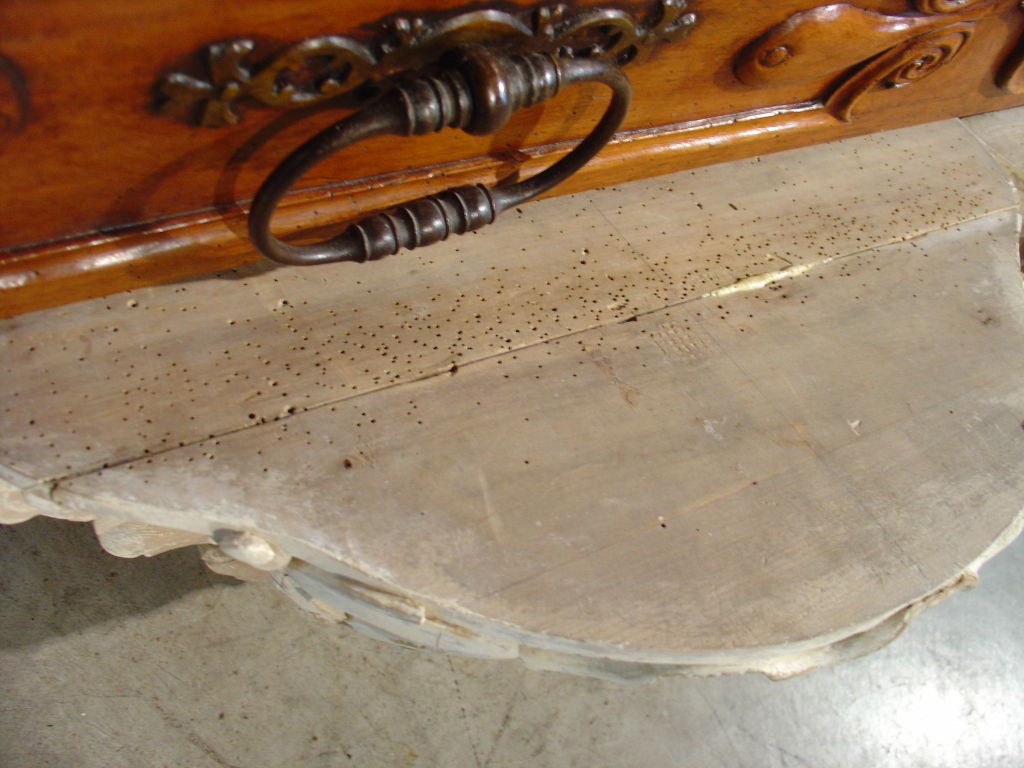 Pair of Antique French Whitewashed Wooden Brackets For Sale at 1stdibs