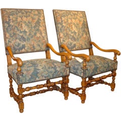 Antique Louis XIII Style Tapestry Chairs