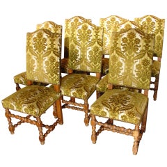 Set of 8 Antique Louis XIII Style Oak Dining Chairs