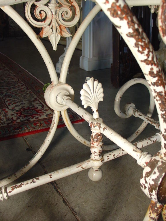 Antique Pastry Table with Ornamented Cast Iron Base and Marble 5