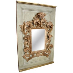 Rococo Style Mirror on Painted Antique Panel