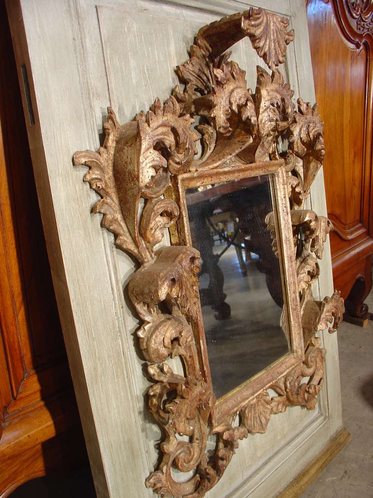 Rococo Style Mirror on Painted Antique Panel at 1stdibs