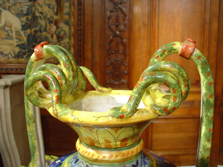 Pair of Painted Italian Urns circa 1920 2