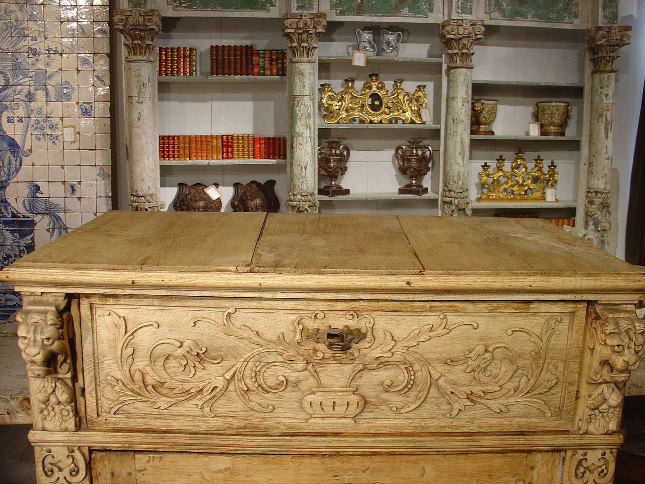 Carved Large 19th Century Stripped Oak Confiturier from France