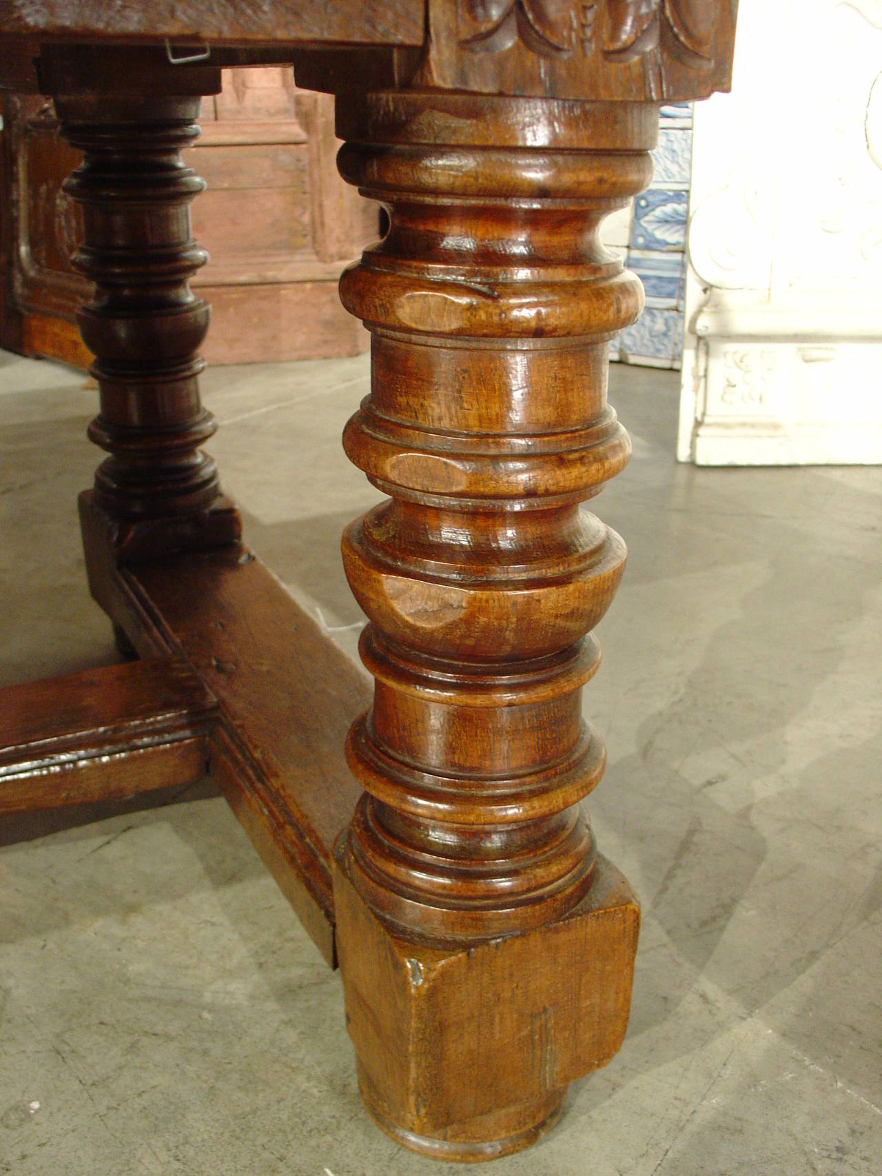 18th Century and Earlier Antique Walnut and Oak Chateau Table from the Pyrenees, France, 1700s