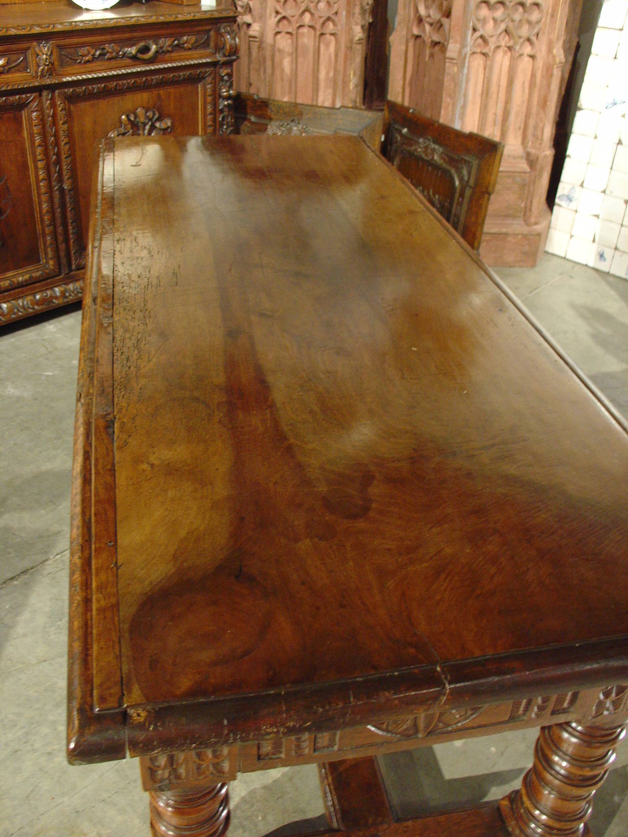 Antique Walnut and Oak Chateau Table from the Pyrenees, France, 1700s 1