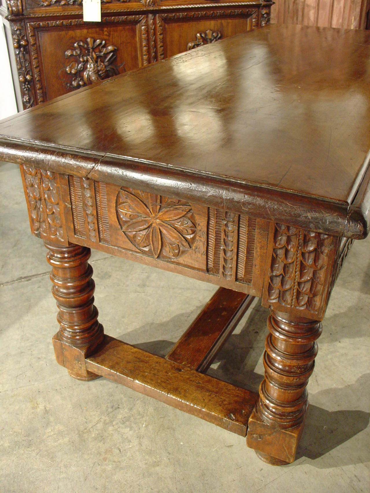 Antique Walnut and Oak Chateau Table from the Pyrenees, France, 1700s 2