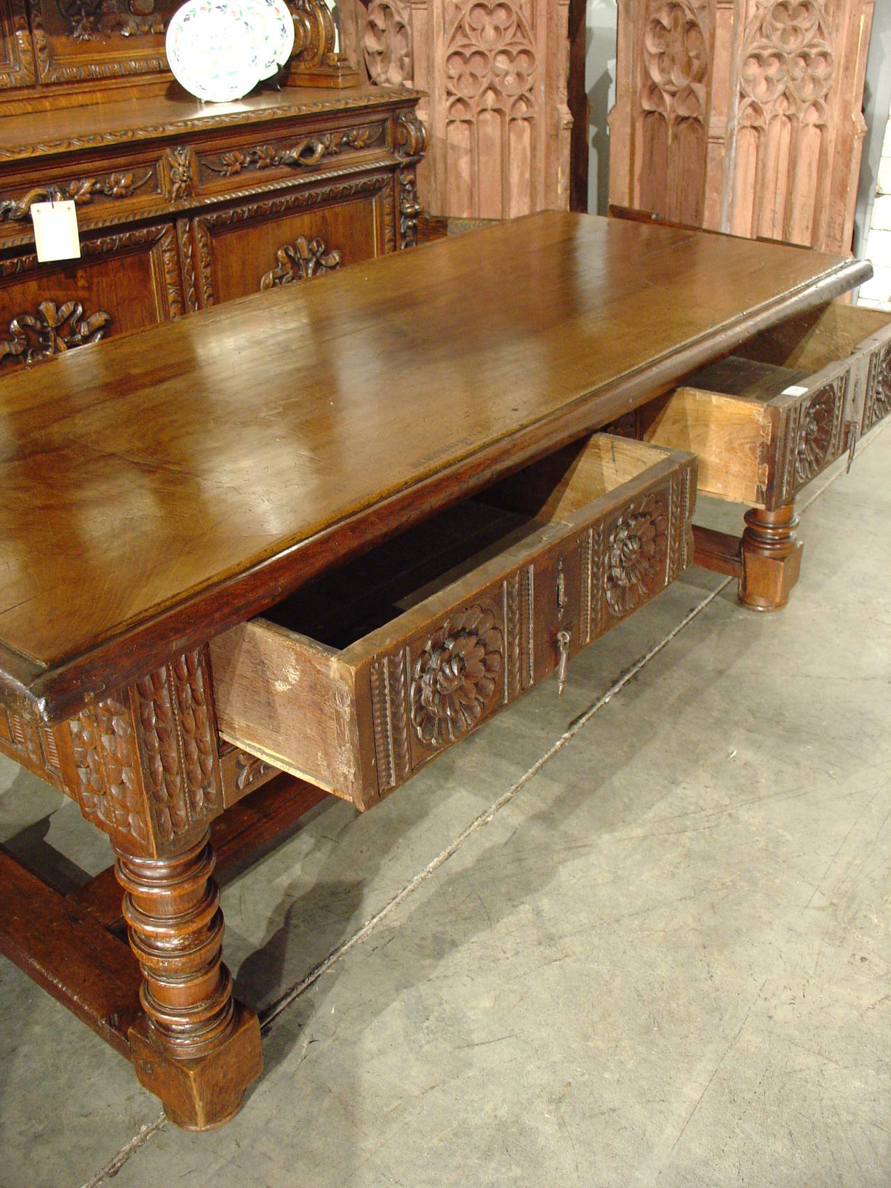Antique Walnut and Oak Chateau Table from the Pyrenees, France, 1700s 3