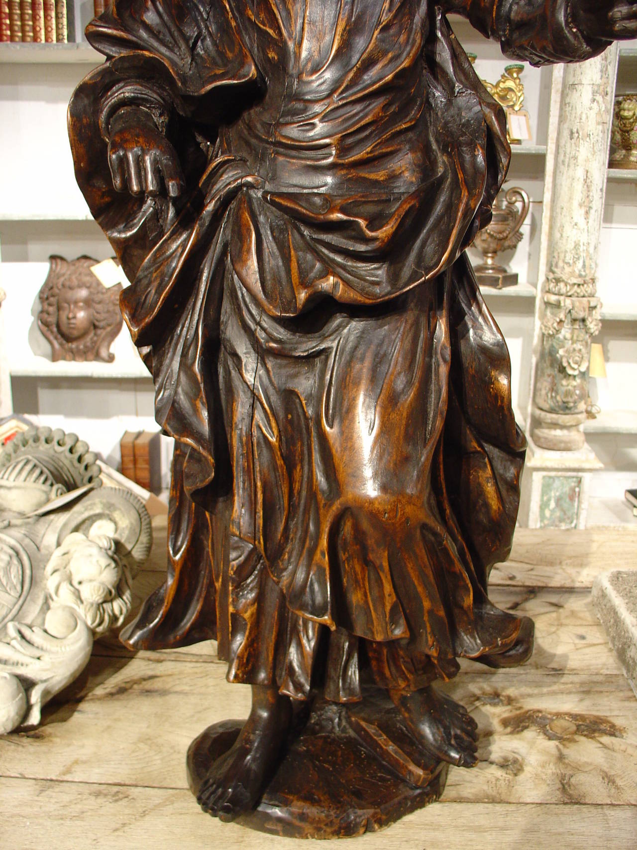 Pair of Carved 18th Century Statues from Italy 2