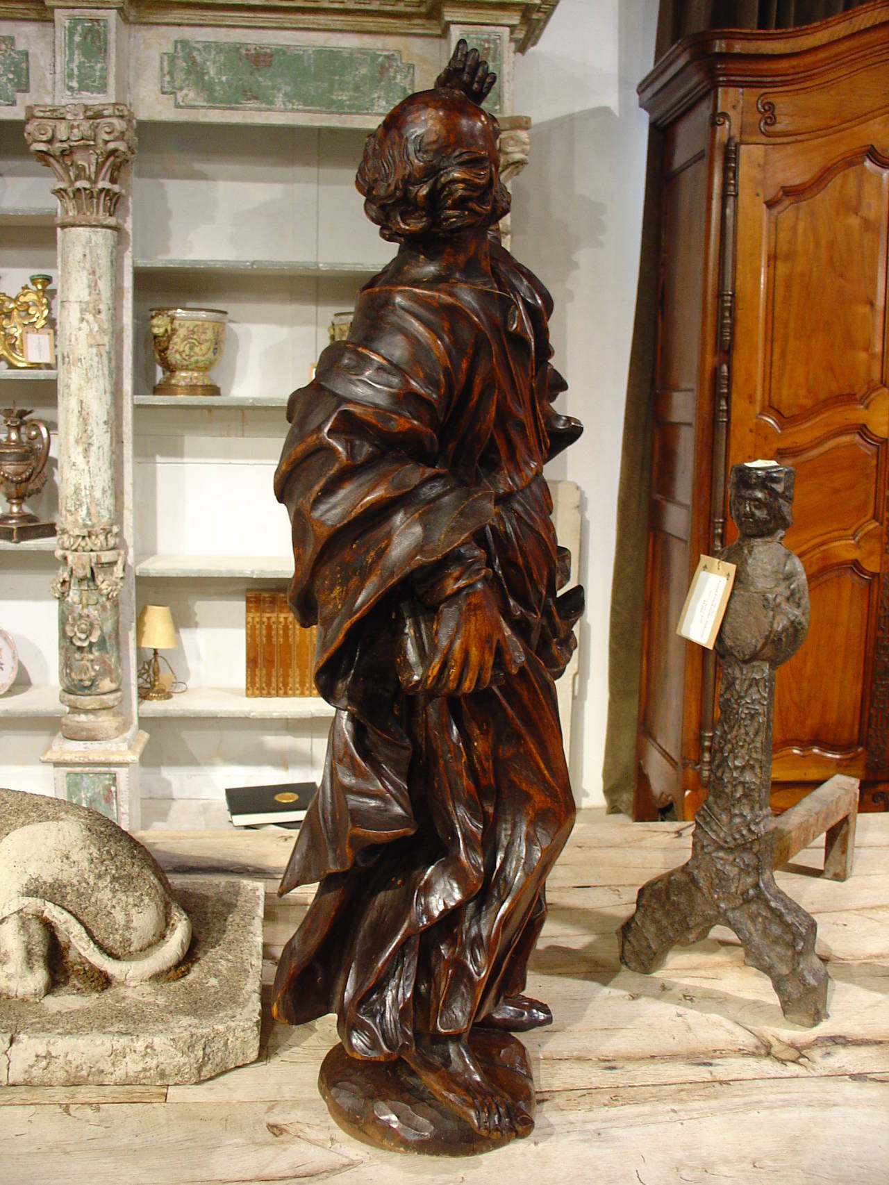 18th Century and Earlier Pair of Carved 18th Century Statues from Italy