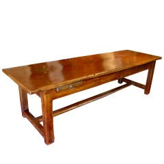 18th C. French Farm Table of Fruitwood and European Oak