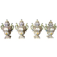 Set of 4 Antique Urns from Rouen, France