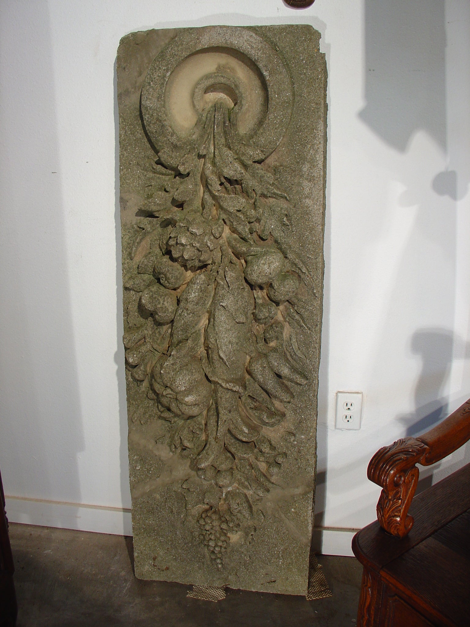 Antique Cast Stone Chateau Plaque