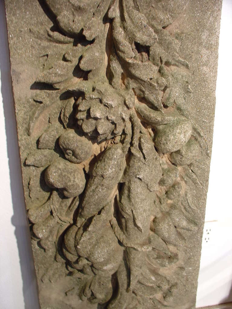 French Antique Cast Stone Chateau Plaque