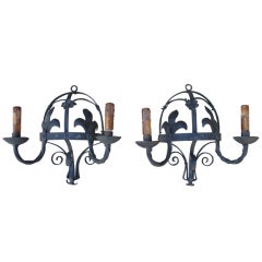 Pair of Forged Iron Sconces from France