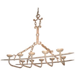 Antique Forged Iron Chandelier from France 4