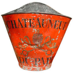 Antique Painted 'Chateauneuf' Wine Grape Carrier, France C. 1920