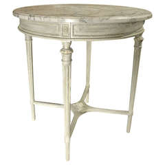 Painted Louis XVI Style Marble Top Center Table from France