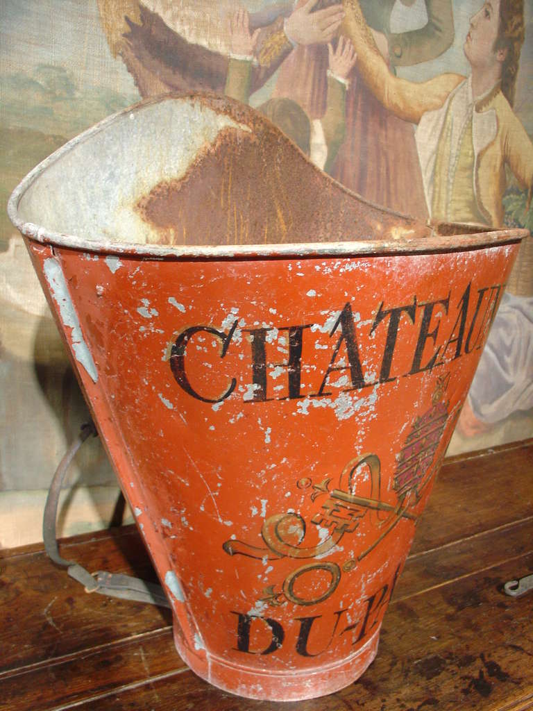 Metal Painted 'Chateauneuf' Wine Grape Carrier, France C. 1920