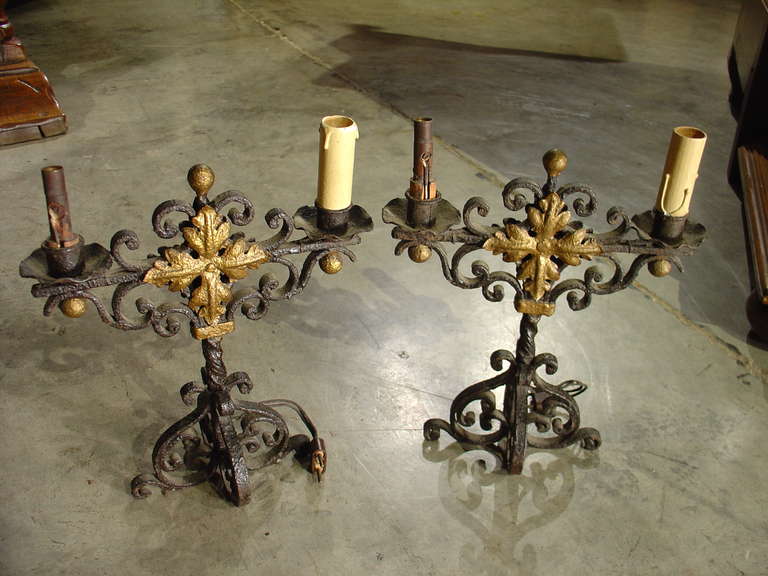 Circa 1920 French Iron Table Candelabras