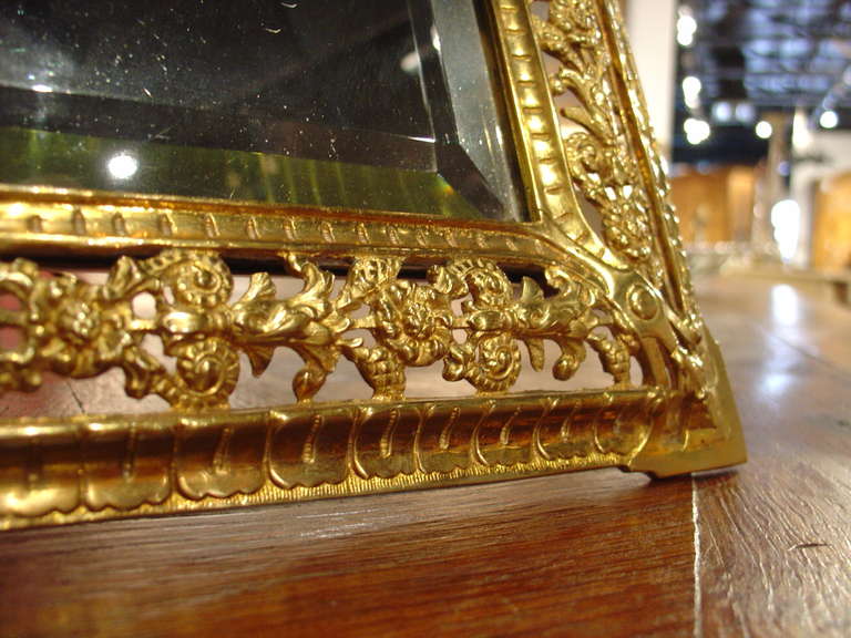 Antique French Beveled Table Mirror Made of Bronze 3