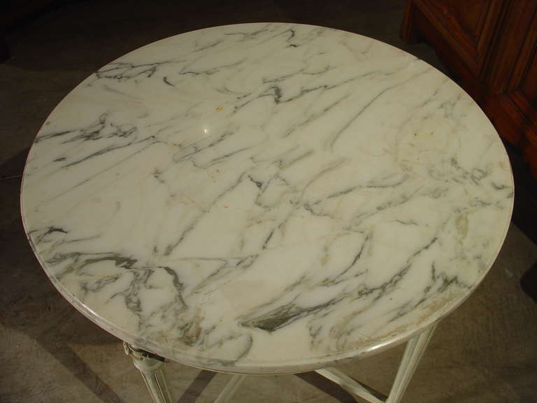 French Painted Louis XVI Style Marble Top Center Table from France