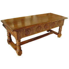Antique Walnut and Oak Chateau Table from the Pyrenees, France, 1700s