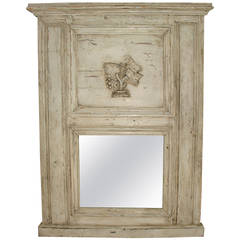 Antique French, Painted Trumeau Mirror from an 1860s French Boiserie Antique French, Painted Trumeau Mirror from an 1860s French Boiserie