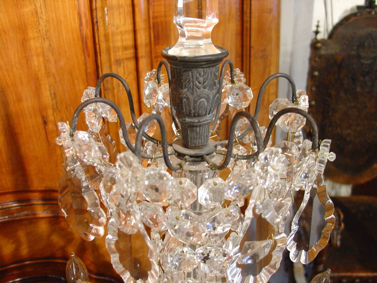 Pair of Small Antique French Crystal Girandoles 1