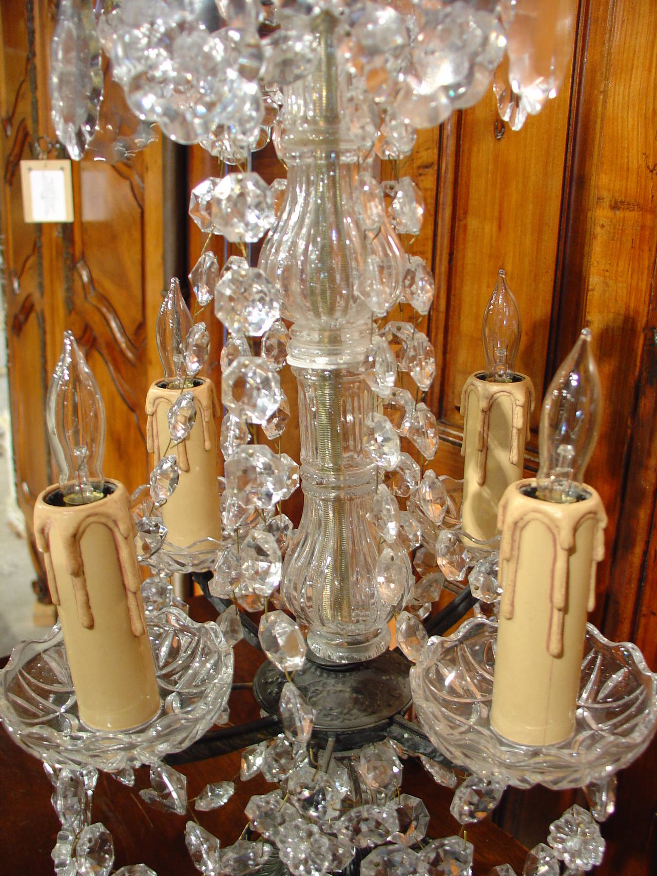 19th Century Pair of Small Antique French Crystal Girandoles