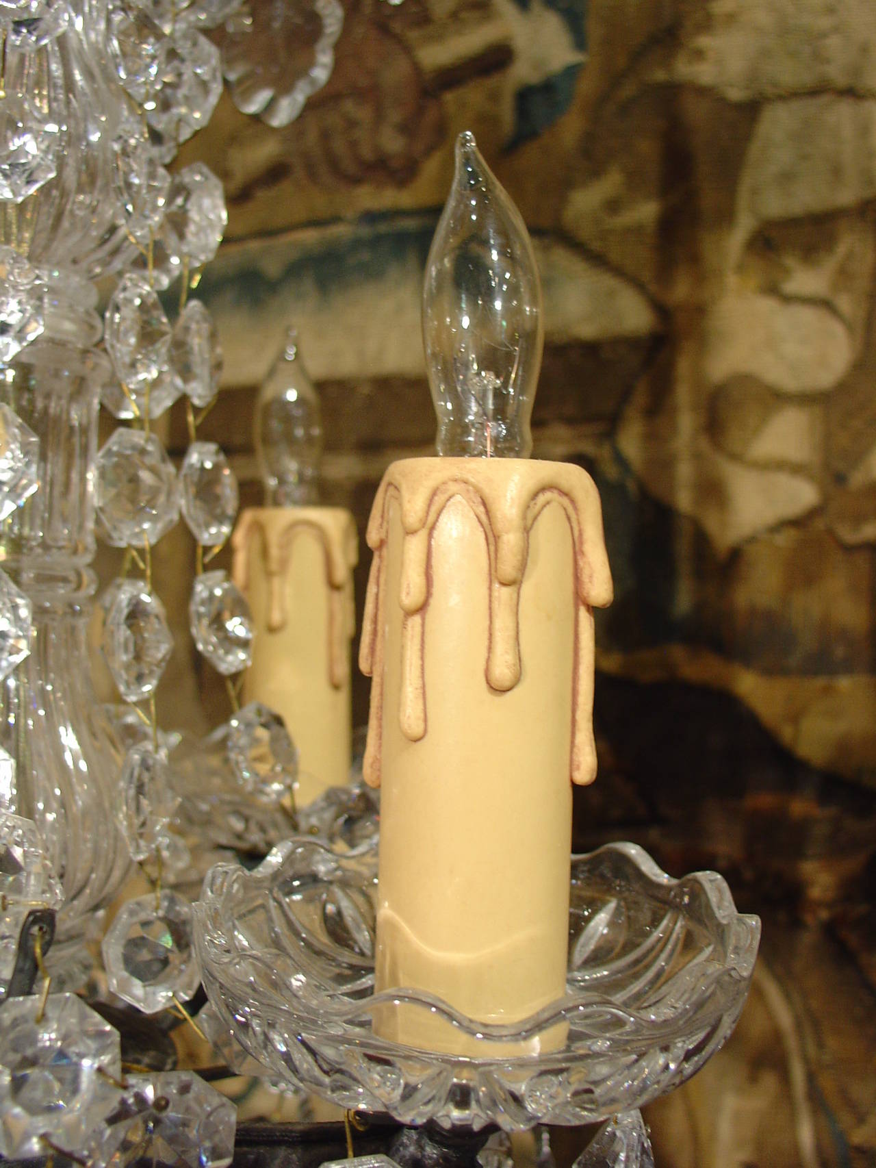 Pair of Small Antique French Crystal Girandoles 2