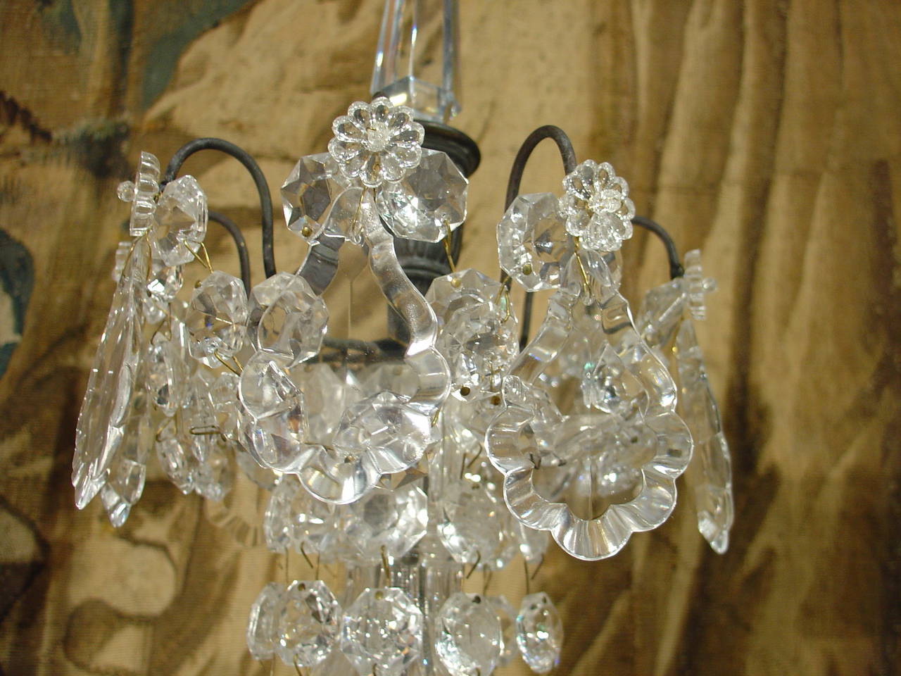 Pair of Small Antique French Crystal Girandoles 6