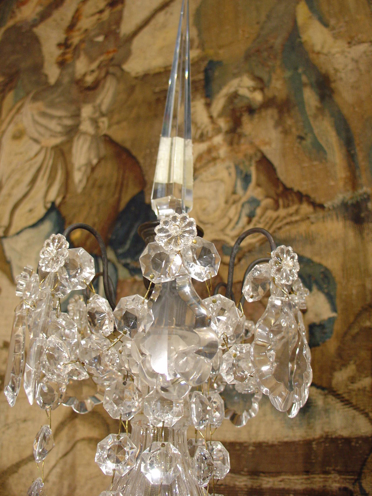 Pair of Small Antique French Crystal Girandoles 5